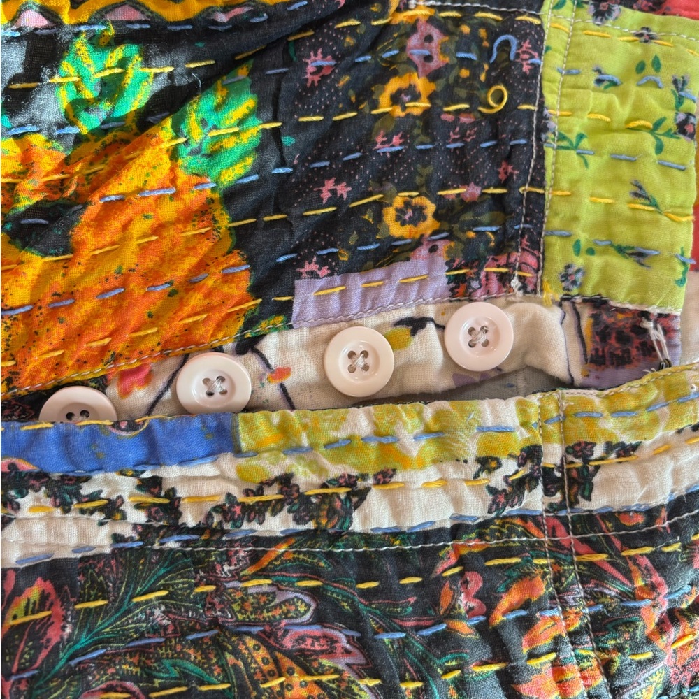 Free People patchwork cotton pants size 6 - Picture 5 of 14